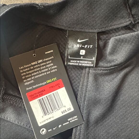 Nike Youth Unisex Black Long Sleeve Athletic Top Dri-Fit 1/4 Zip Size L NWT - Picture 5 of 8